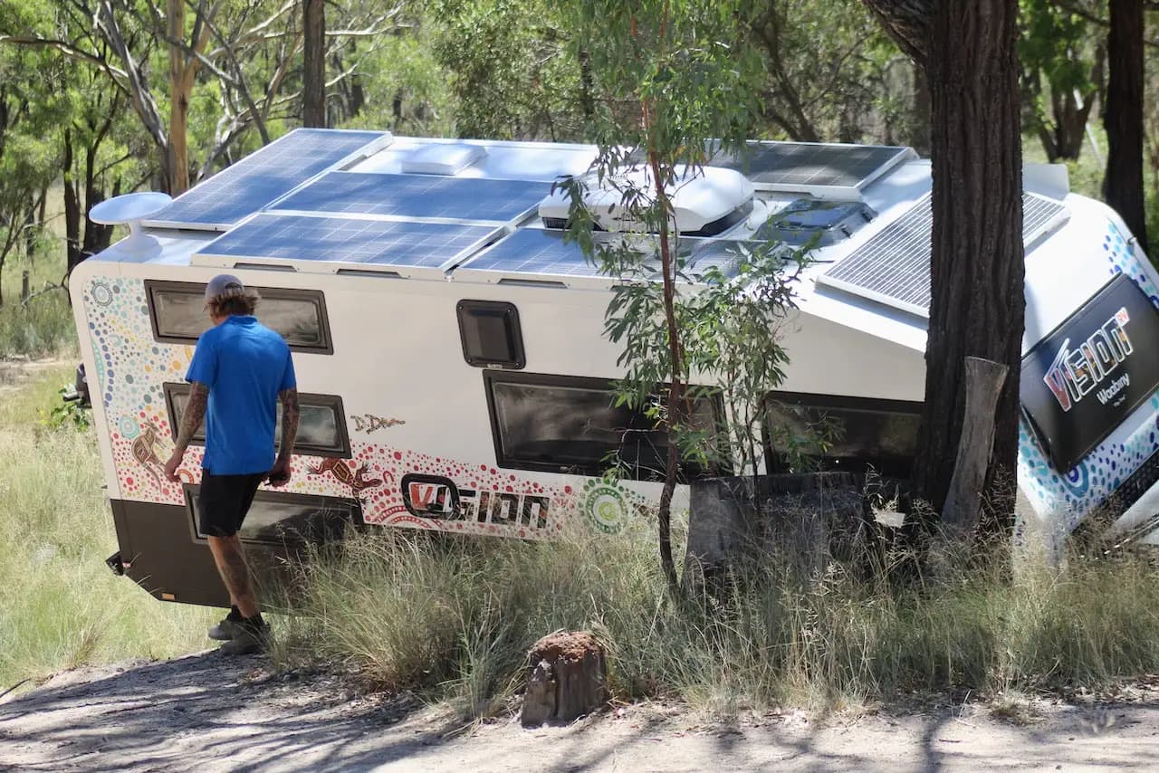 5 Solar Panels on the 2024 Elysium triple bunk being put through it's paces at The Springs 4x4 Park